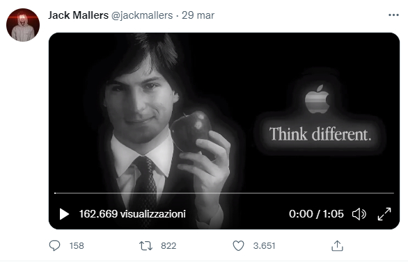 Tweet Jack Mallers - indizi BTC - Apple
