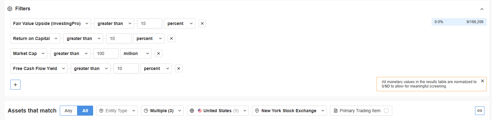 Stock Screener - Filters