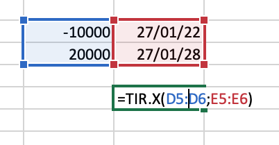 Excel, formule Tir.X