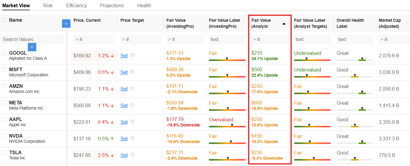 Fair Value Data