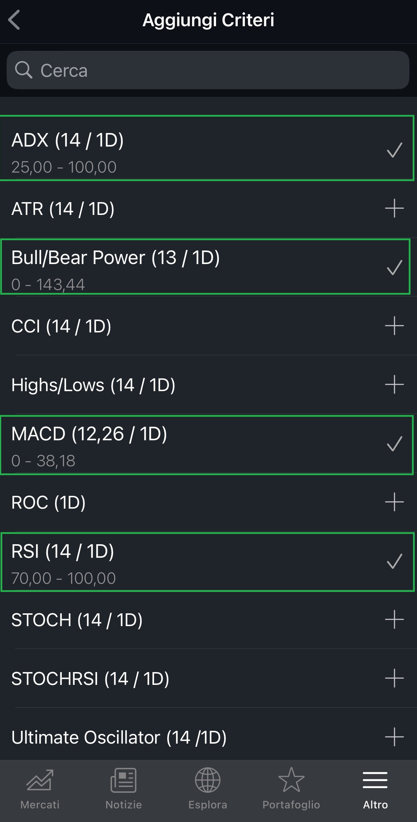 Selezione degli indicatori