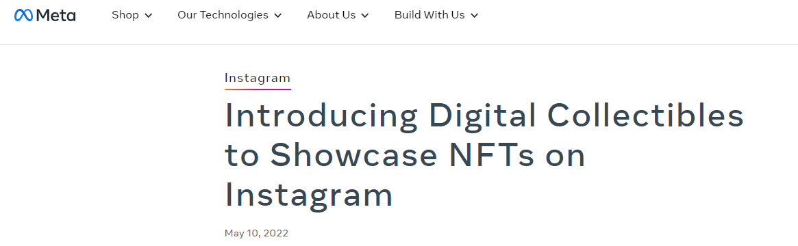 Interesse di Instagram al mondo NFT